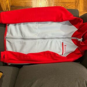 Reebok Red and White Full-Zip Fleece Jacket